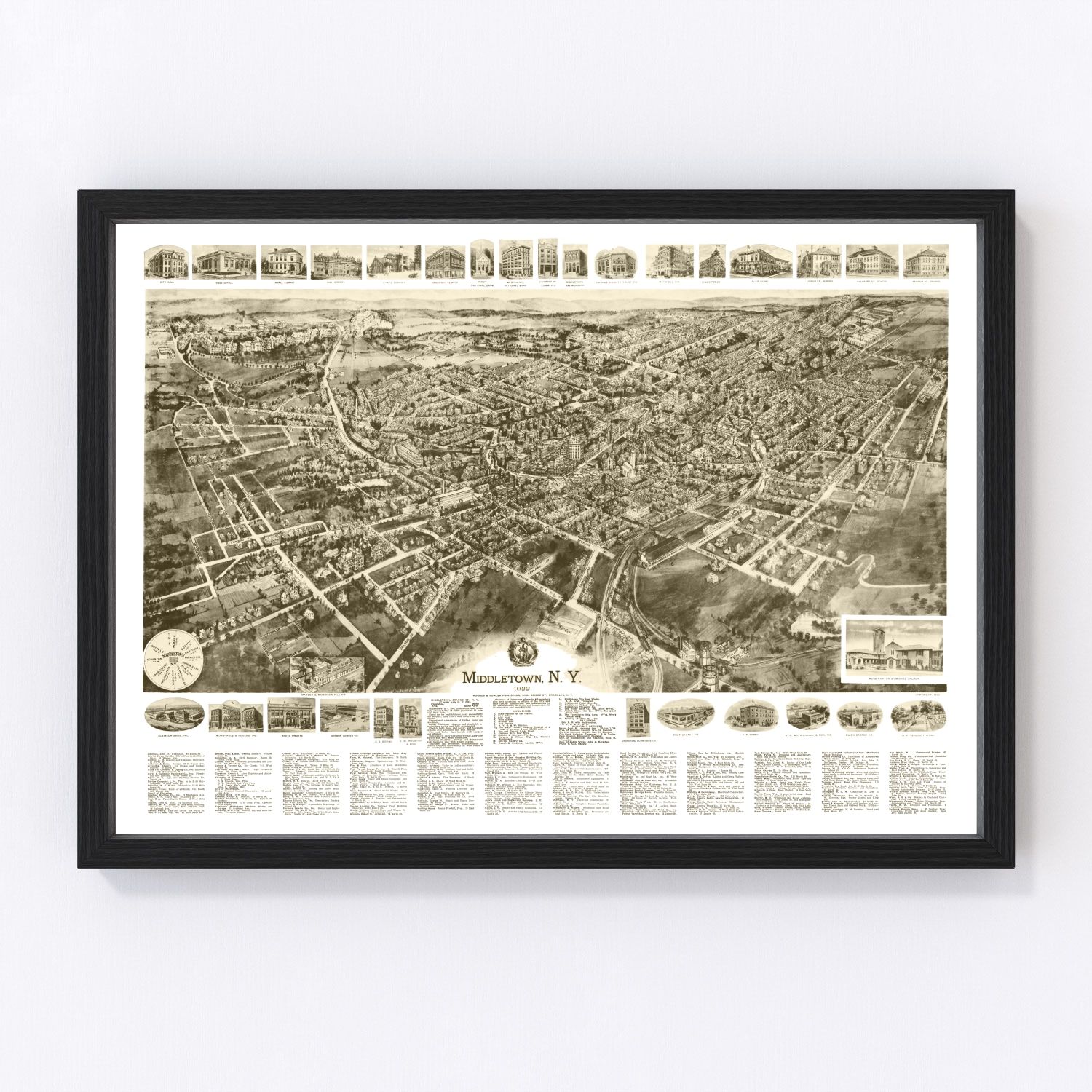 Vintage Map of Middletown, New York 1922