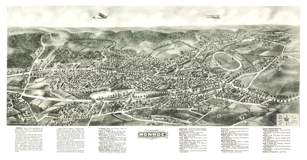 Vintage Map of Monroe, New York 1922