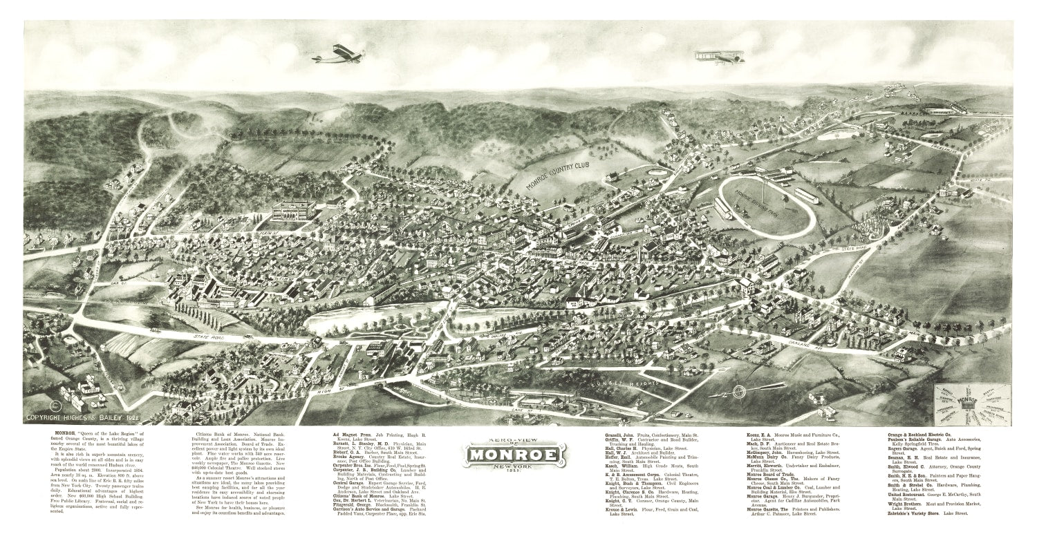 Vintage Map of Monroe, New York 1922