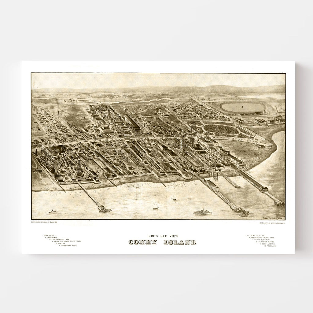 Vintage Map of Coney Island, New York 1906