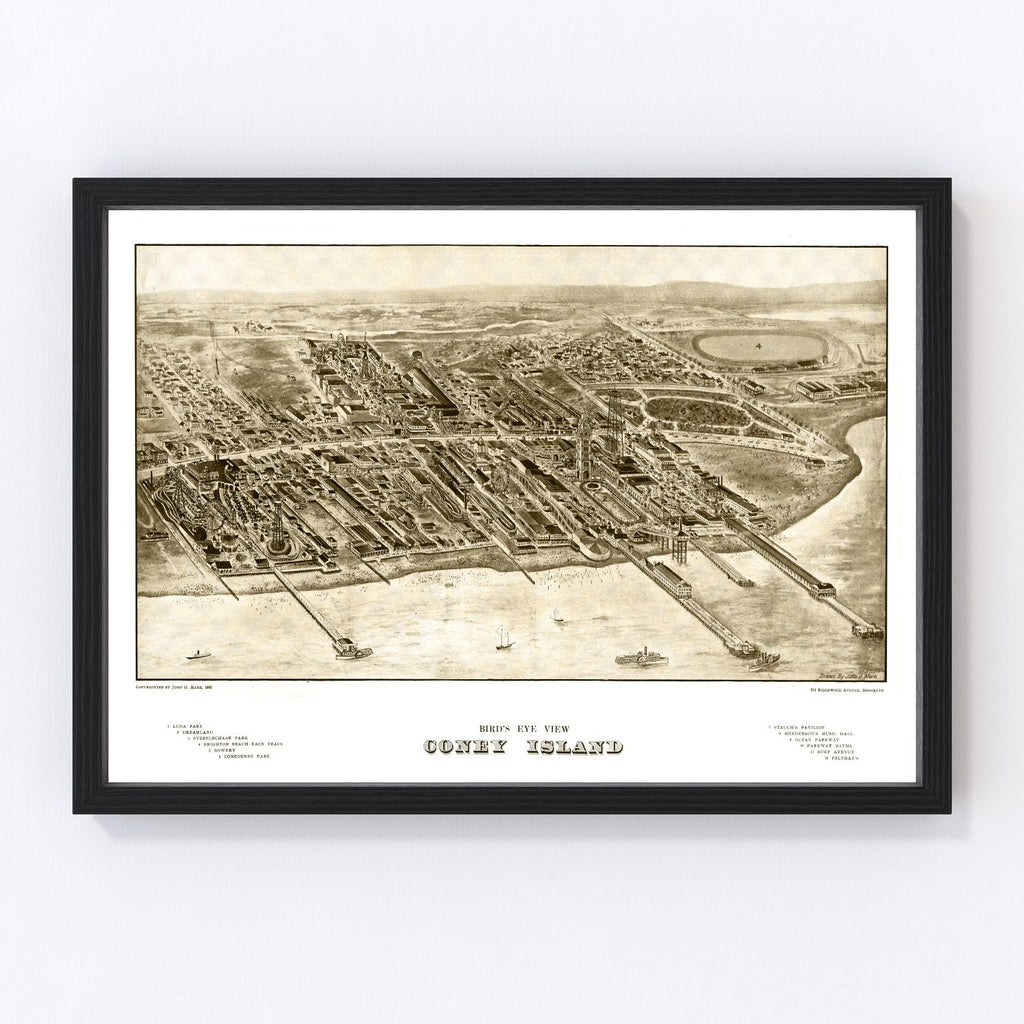Vintage Map of Coney Island, New York 1906