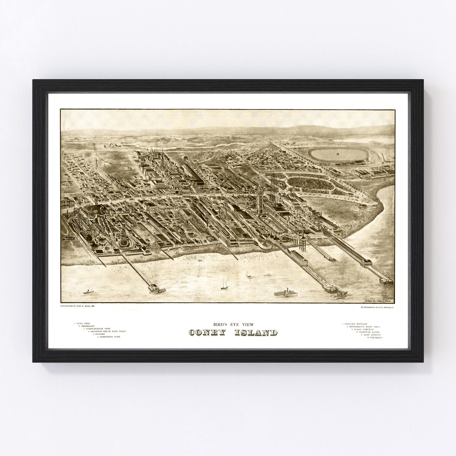 Vintage Map of Coney Island, New York 1906