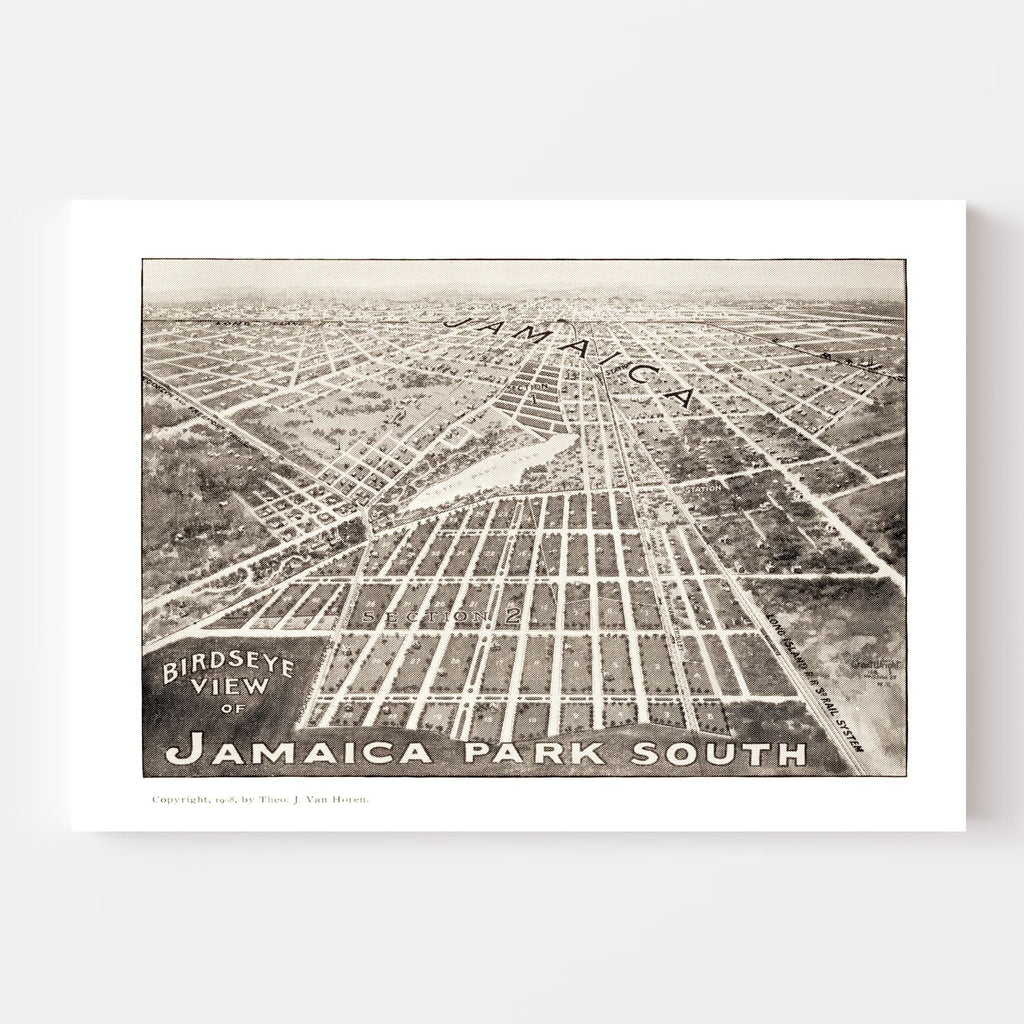 Vintage Map of Jamaica, New York 1908