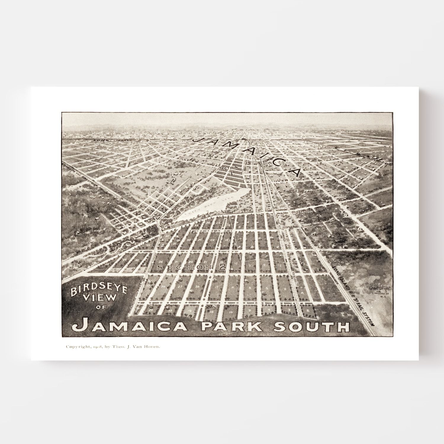 Vintage Map of Jamaica, New York 1908