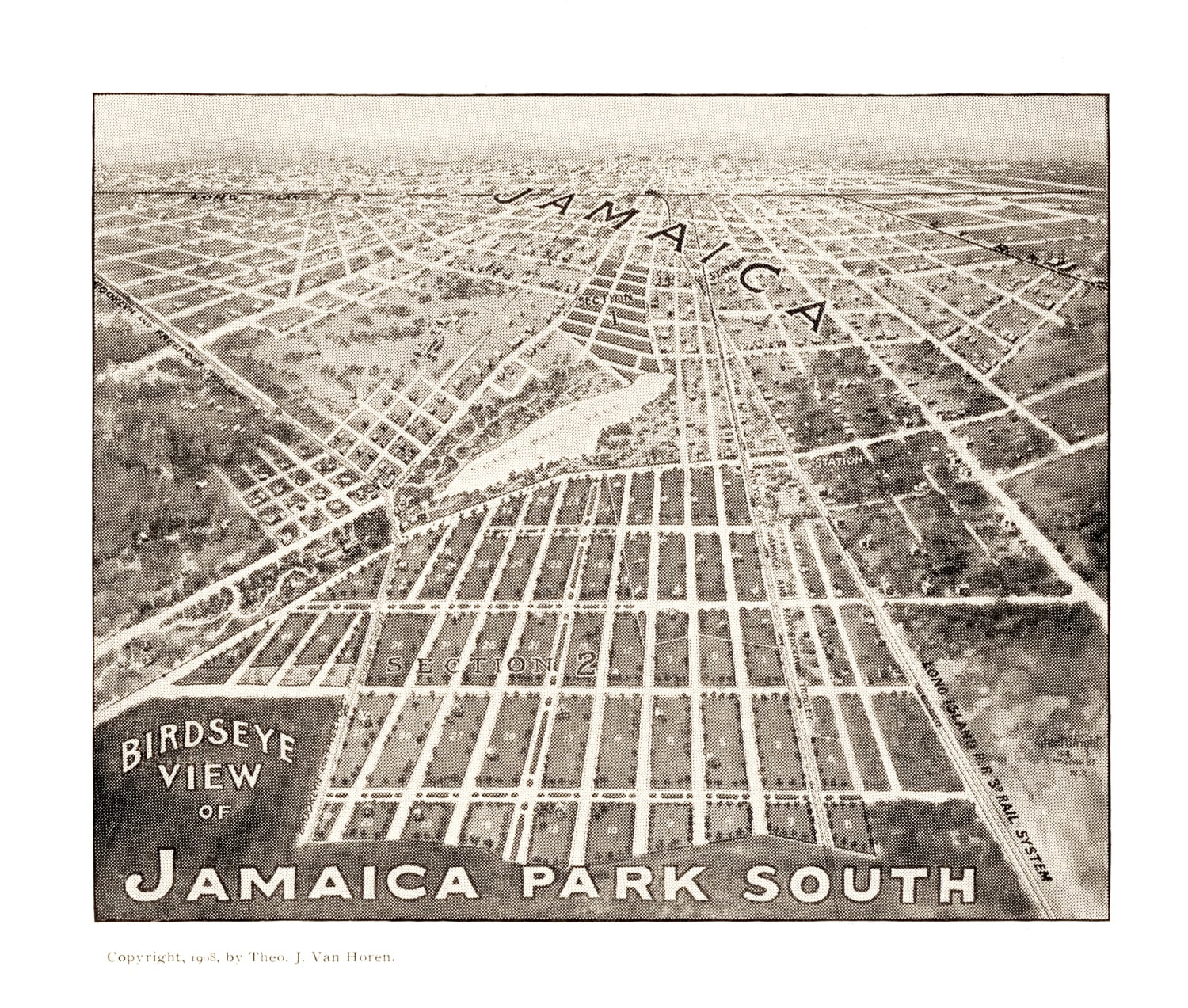 Vintage Map of Jamaica, New York 1908
