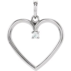 14K White Gold .04 CTW Natural Diamond Heart Pendant