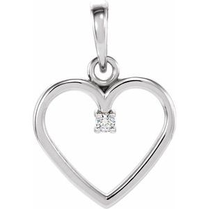 Platinum .02 CTW Natural Diamond Heart Pendant