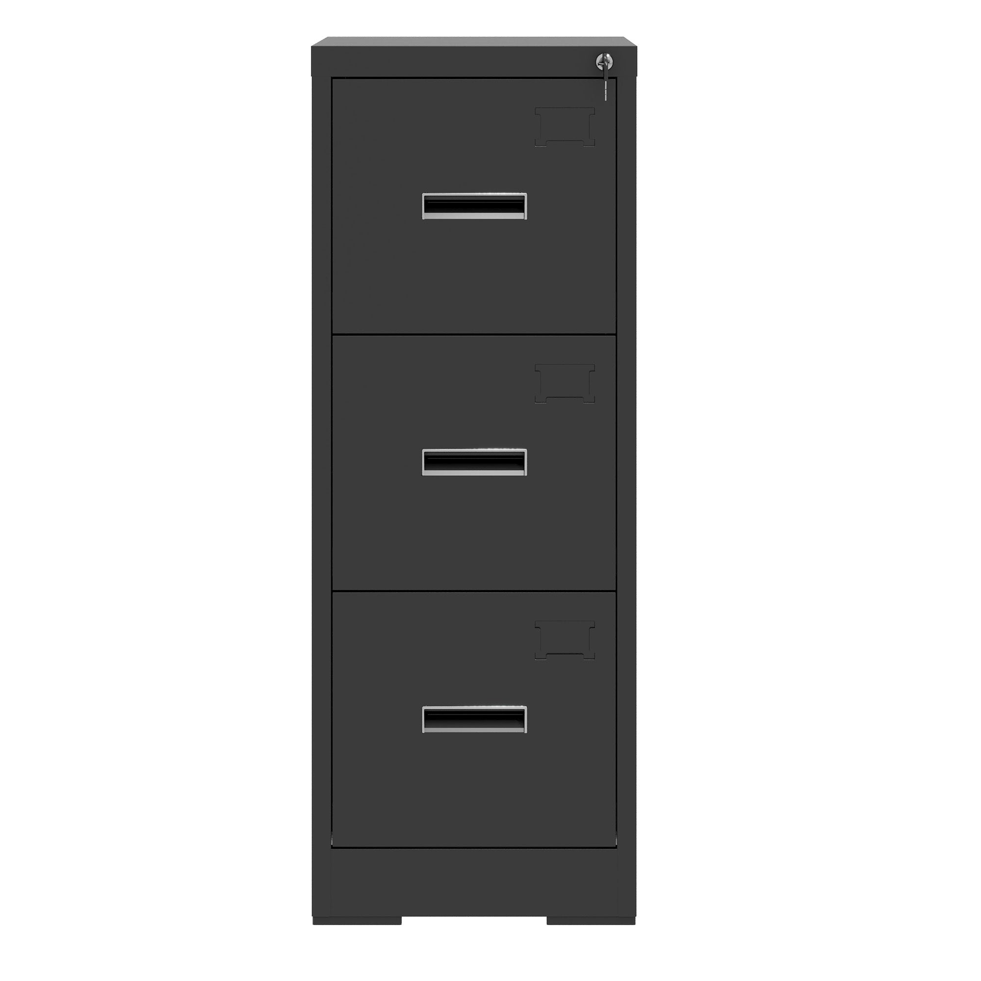 Metal Vertical File Cabinet with Lock and Card Slot for A4 Legal/Letter Size, Black, Durable Steel, 40.4H x 17.7W x 15.2L inches