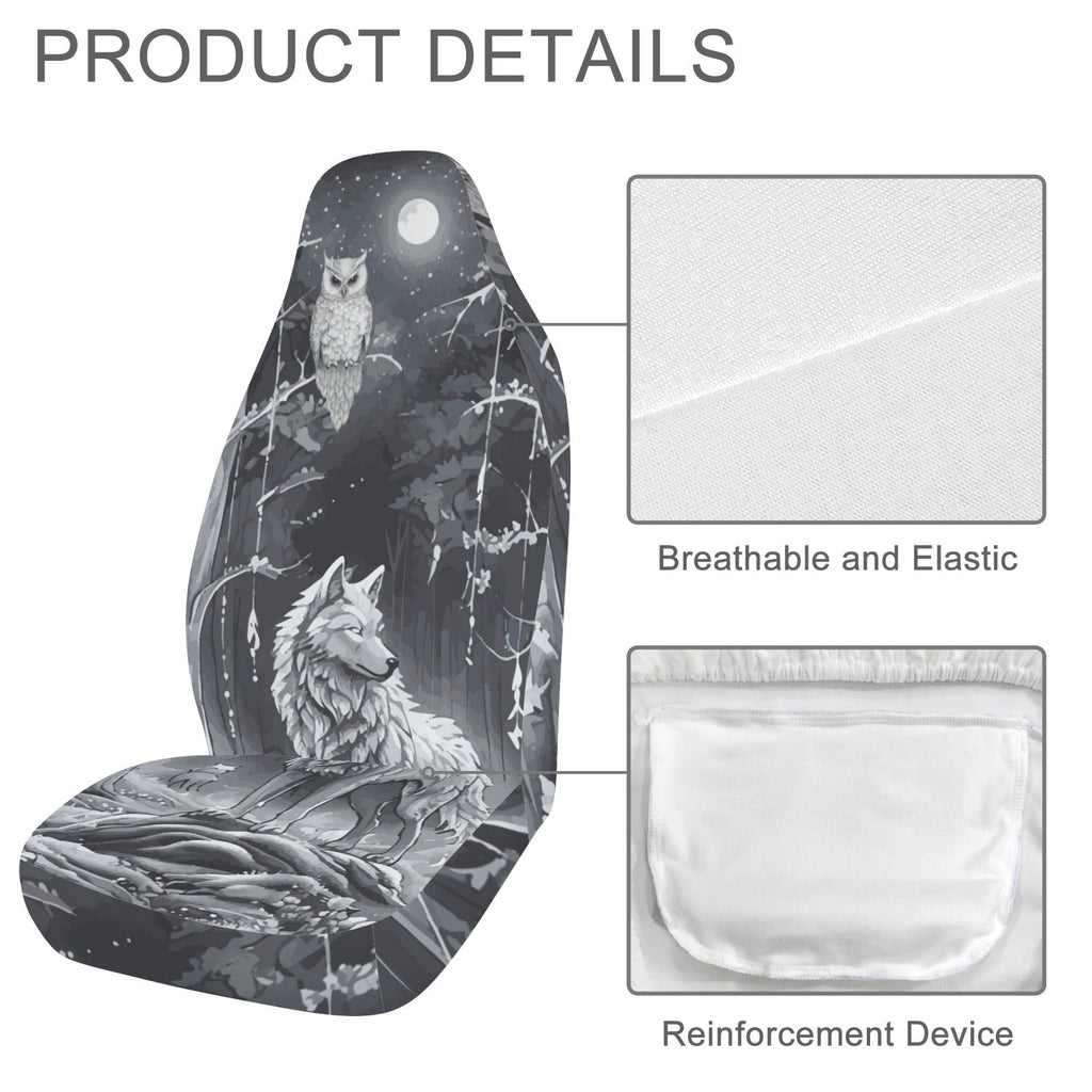 Wolf in Moonlit Forest Car Seat Covers - Set of 2 | Ships from USA