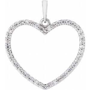 14K White Gold 1/3 CTW Natural Diamond Heart Pendant