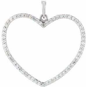 Platinum 3/8 CTW Natural Diamond Heart Pendant