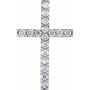 Platinum 1 CTW Natural Diamond Petite Cross Pendant