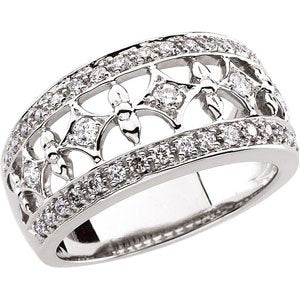 14K White Gold 1/2 CTW Natural Diamond Ring