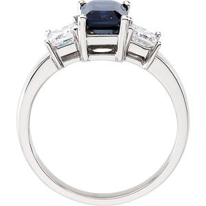 14K White Gold Natural Blue Sapphire & 1/2 CTW Natural Diamond Ring