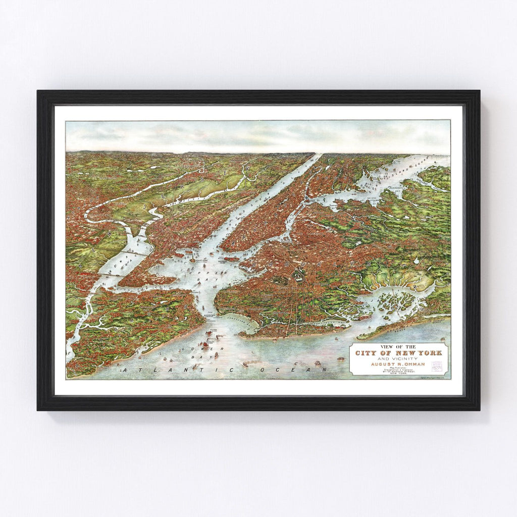 Vintage Map of New York City, New York 1907