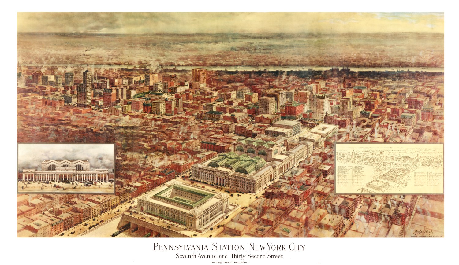 Vintage Map of New York City, New York 1910