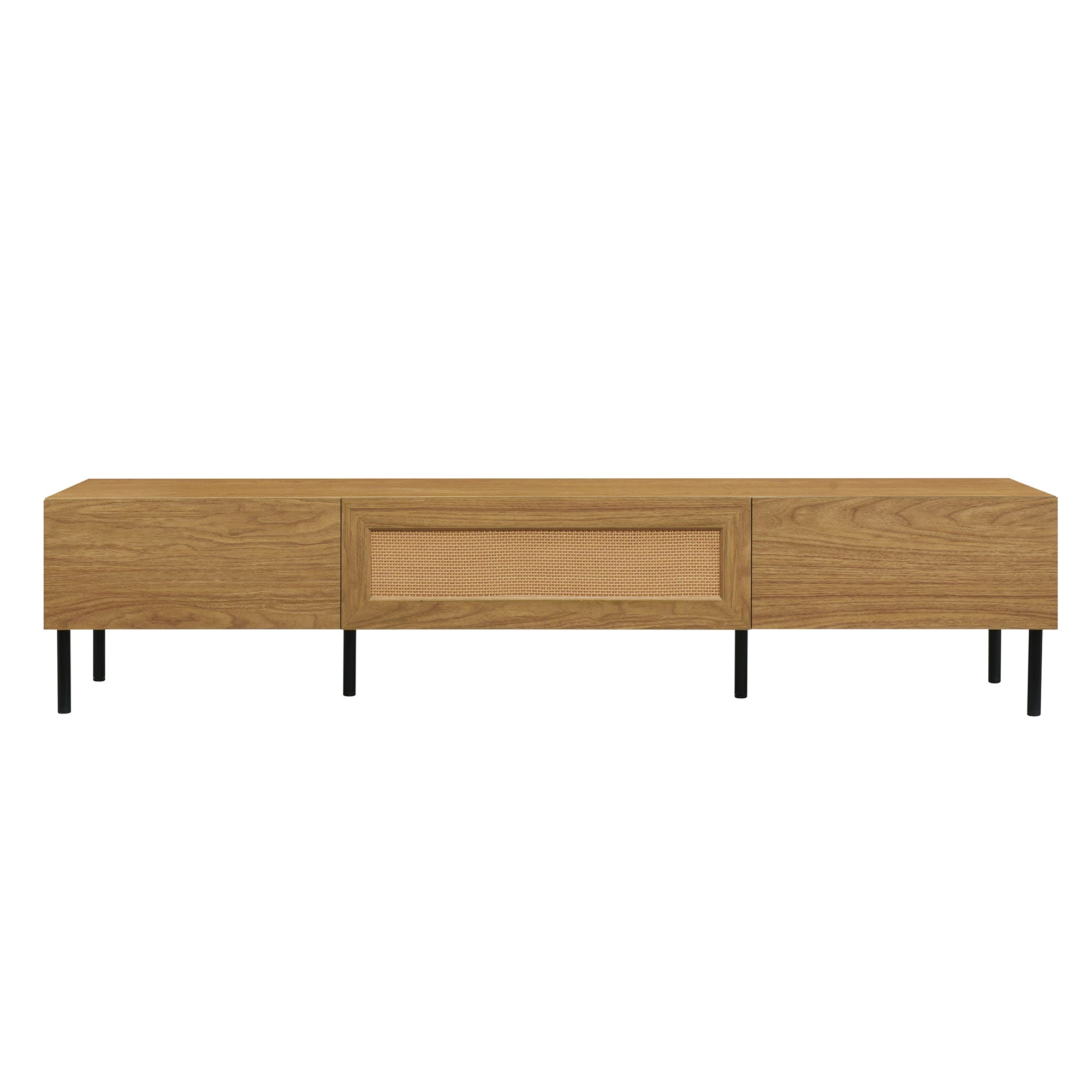 Boho TV Stand for TVs up to 80'' , Modern Farmhouse Media Console, Entertainment Center with Metal Legs, TV Cabinet for Living Room, Home Theatre