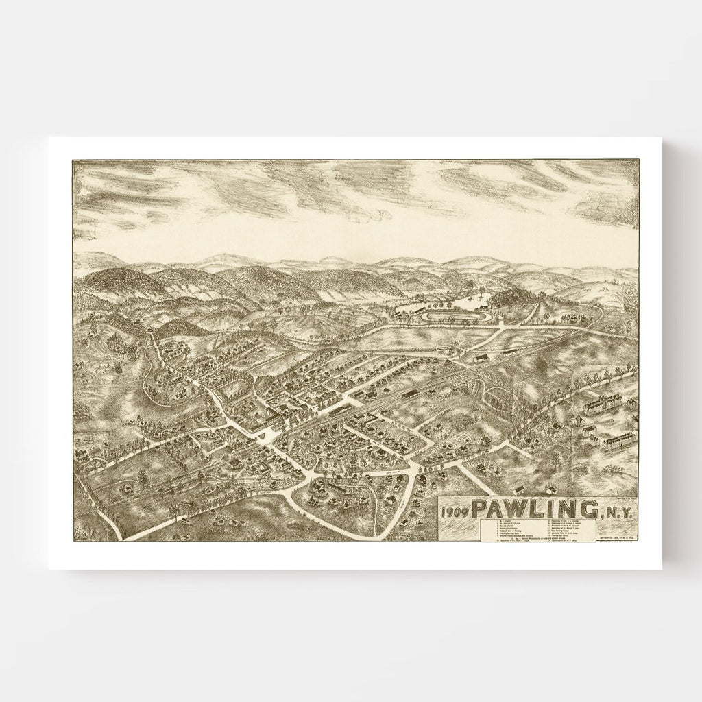 Vintage Map of Pawling, New York 1909