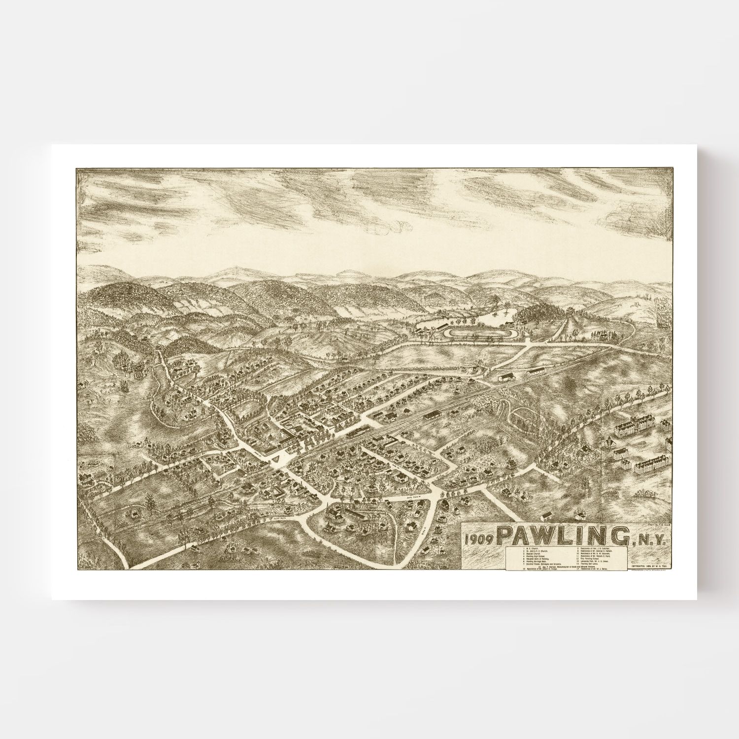Vintage Map of Pawling, New York 1909
