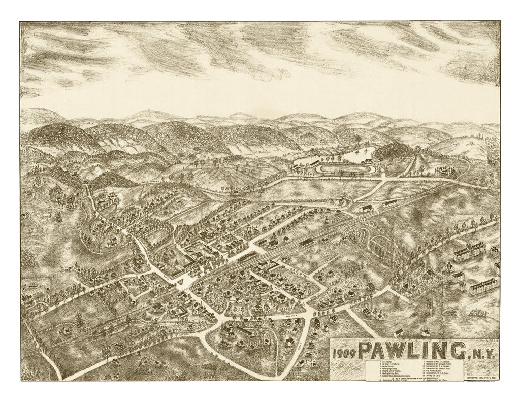 Vintage Map of Pawling, New York 1909