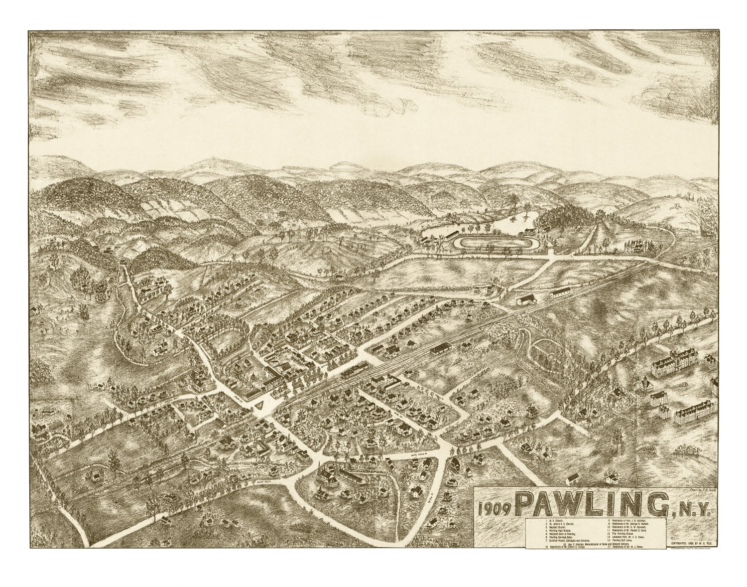 Vintage Map of Pawling, New York 1909