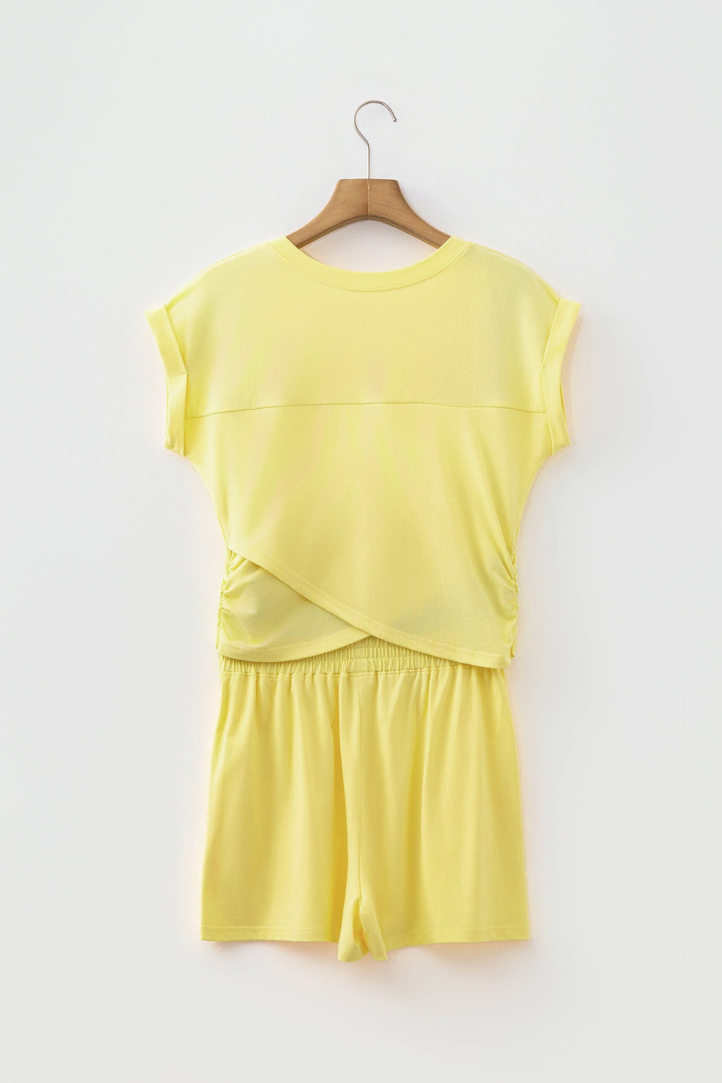 Solid Crop Top & Elastic Waist Short Set