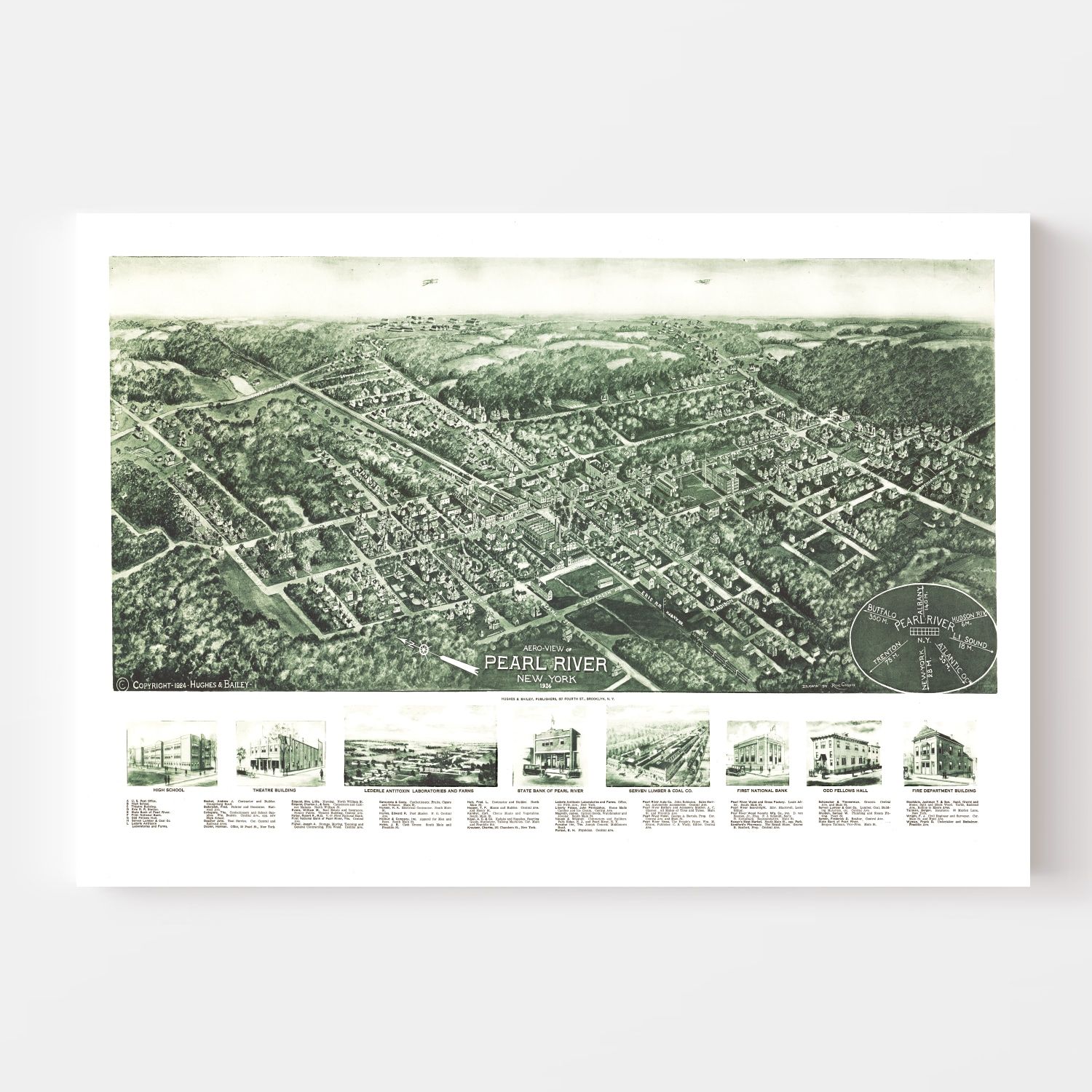Vintage Map of Pearl River, New York 1924