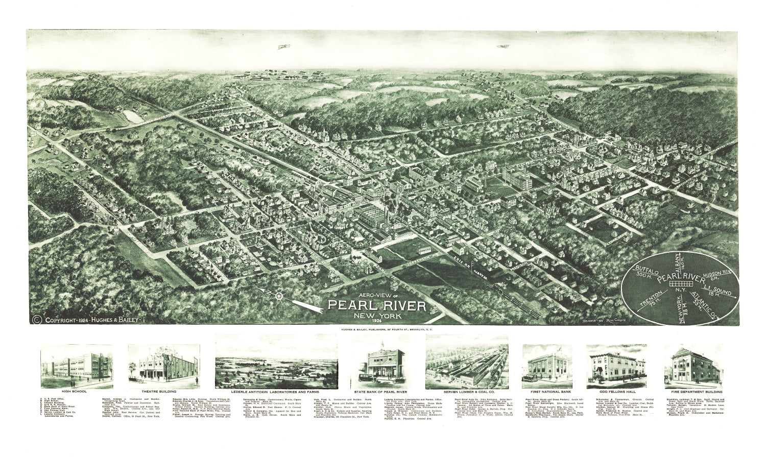 Vintage Map of Pearl River, New York 1924