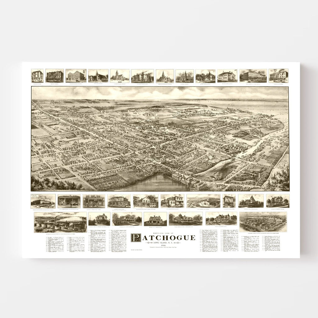 Vintage Map of Patchogue, New York 1905