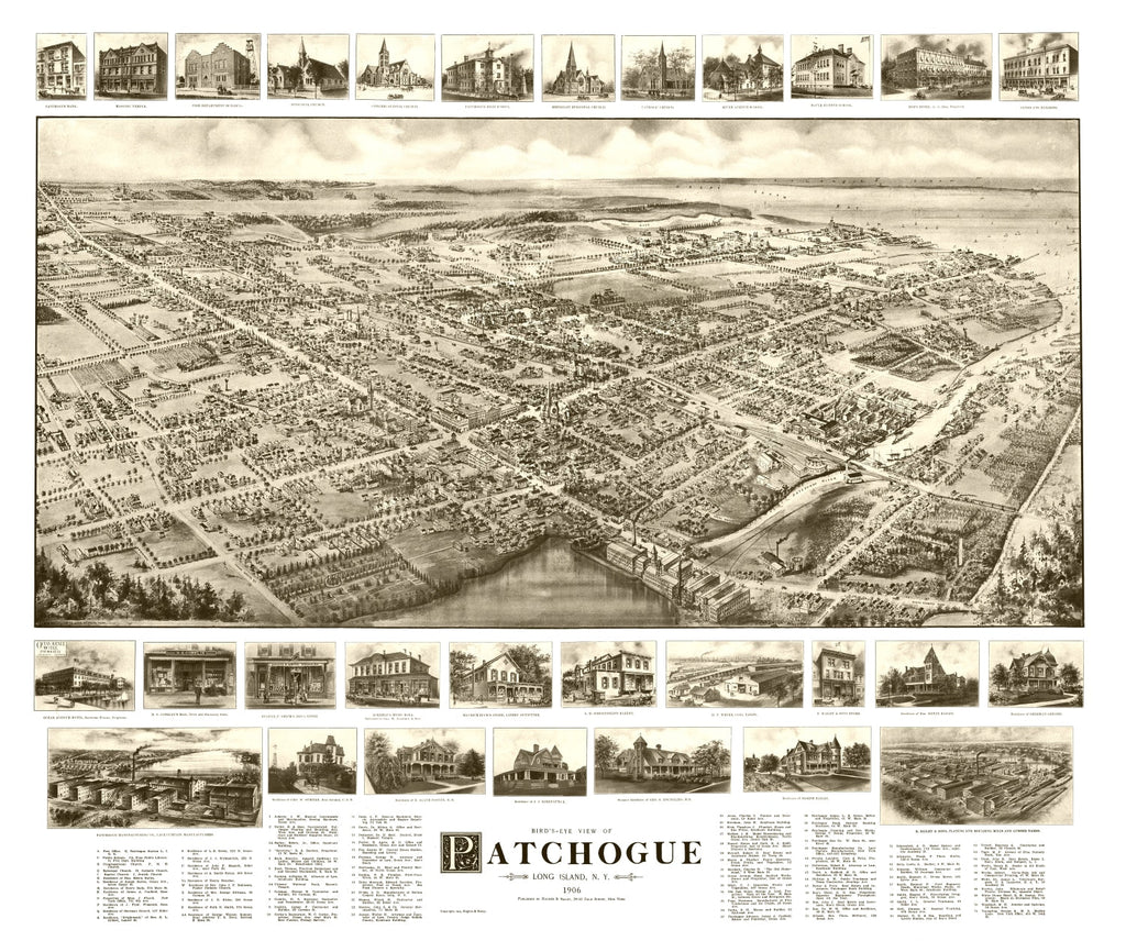 Vintage Map of Patchogue, New York 1905