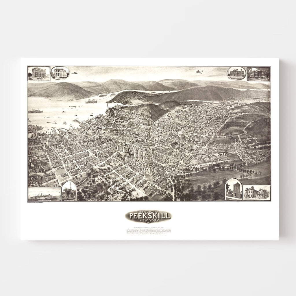 Vintage Map of Peekskill, New York 1911