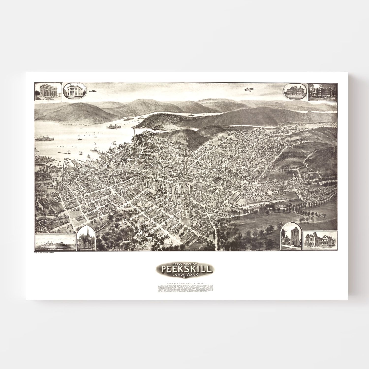 Vintage Map of Peekskill, New York 1911