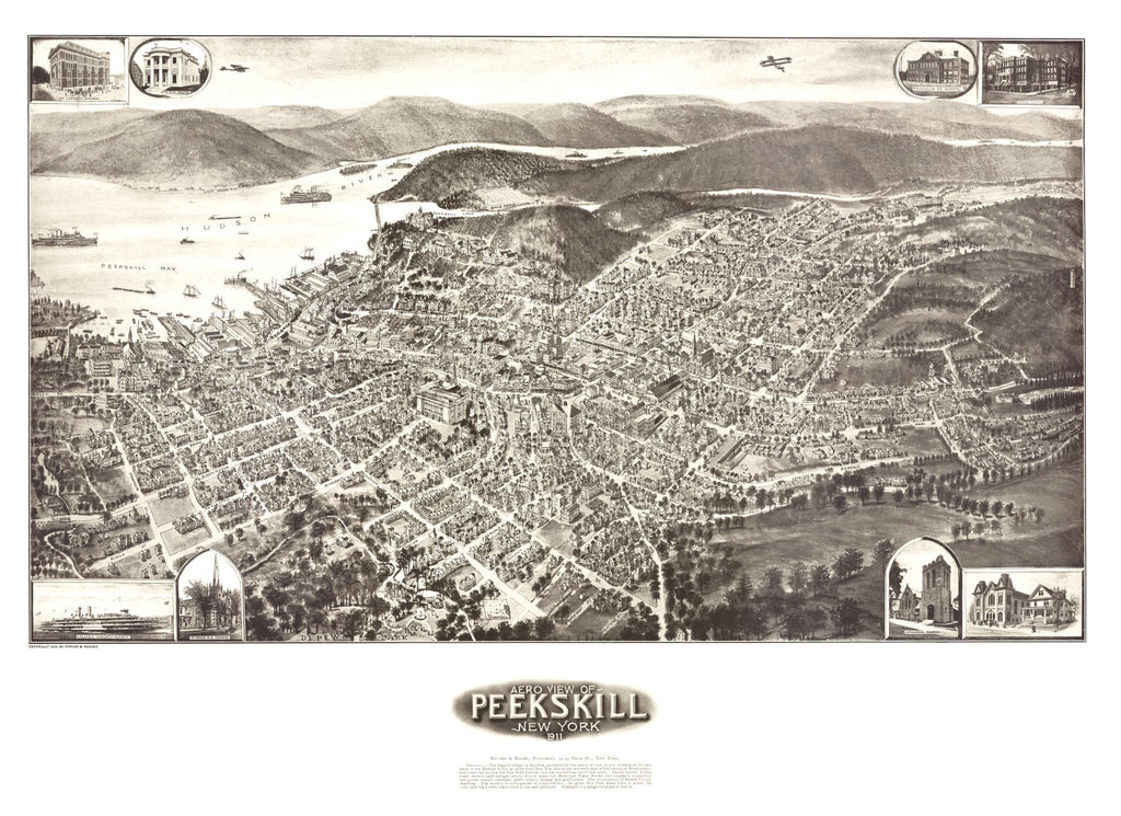 Vintage Map of Peekskill, New York 1911