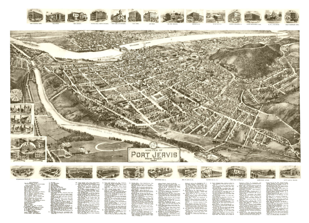 Vintage Map of Port Jervis, New York 1920