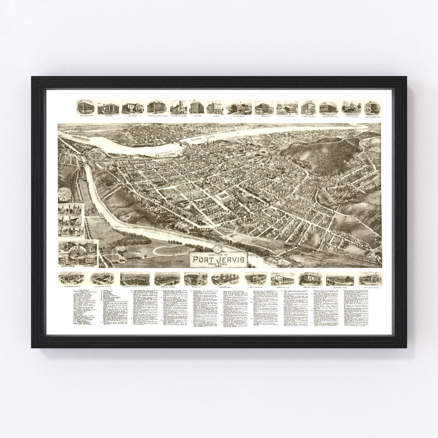 Vintage Map of Port Jervis, New York 1920