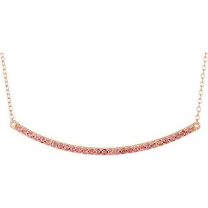 14K Rose Gold Natural Pink Sapphire Bar 16-18" Necklace