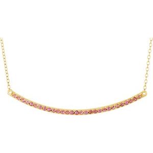 14K Yellow Gold Natural Pink Sapphire Bar 16-18" Necklace