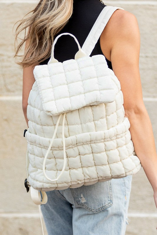 Stevie Quilted Puffer Backpack Large Front Compartment