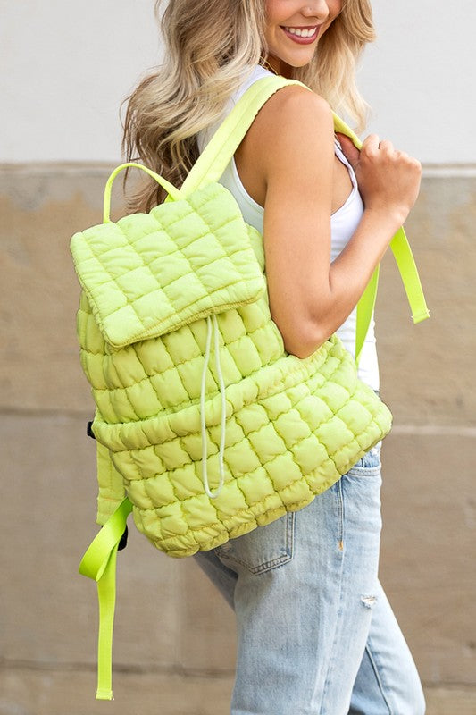 Stevie Quilted Puffer Backpack Large Front Compartment