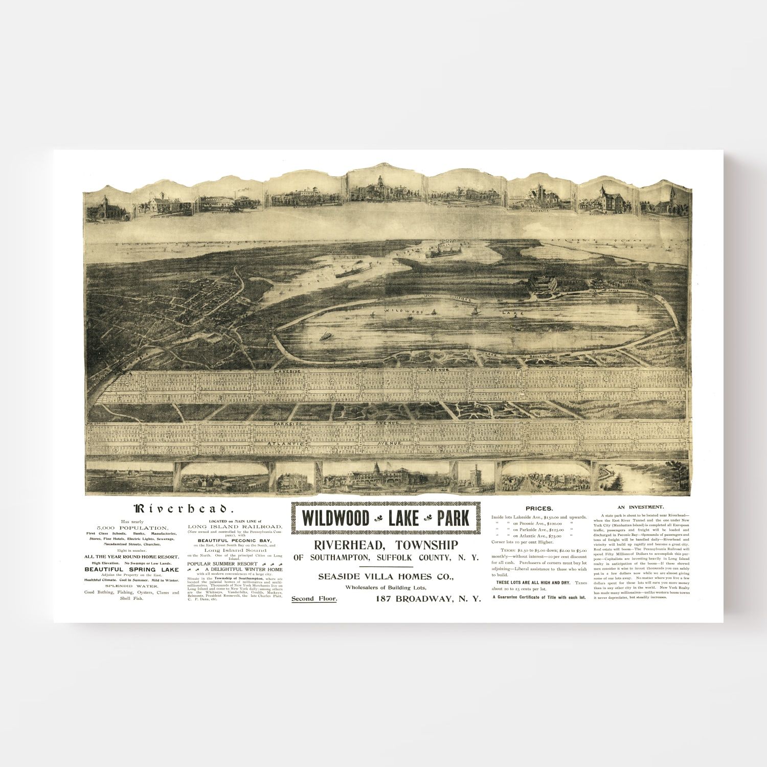 Vintage Map of Riverhead, New York 1903