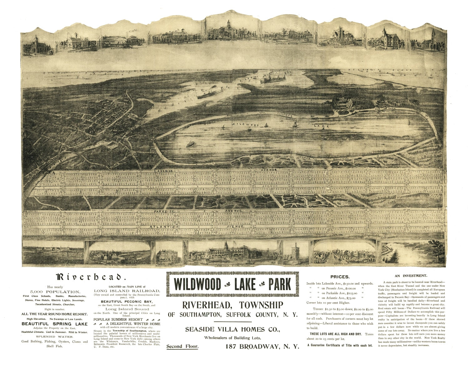 Vintage Map of Riverhead, New York 1903