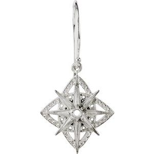 14K White Gold Vintage-Inspired Earring Mounting