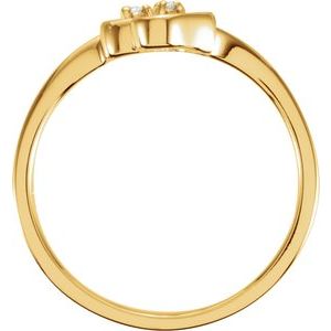 14K Yellow Gold .02 CTW Natural Diamond Double Heart Ring