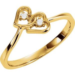 14K Yellow Gold .02 CTW Natural Diamond Double Heart Ring