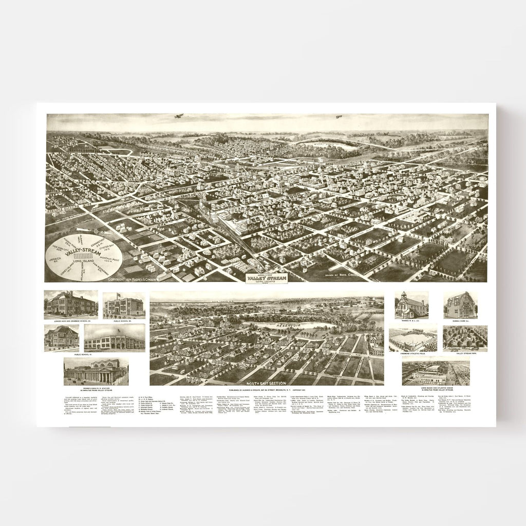 Vintage Map of Valley Stream, New York 1924