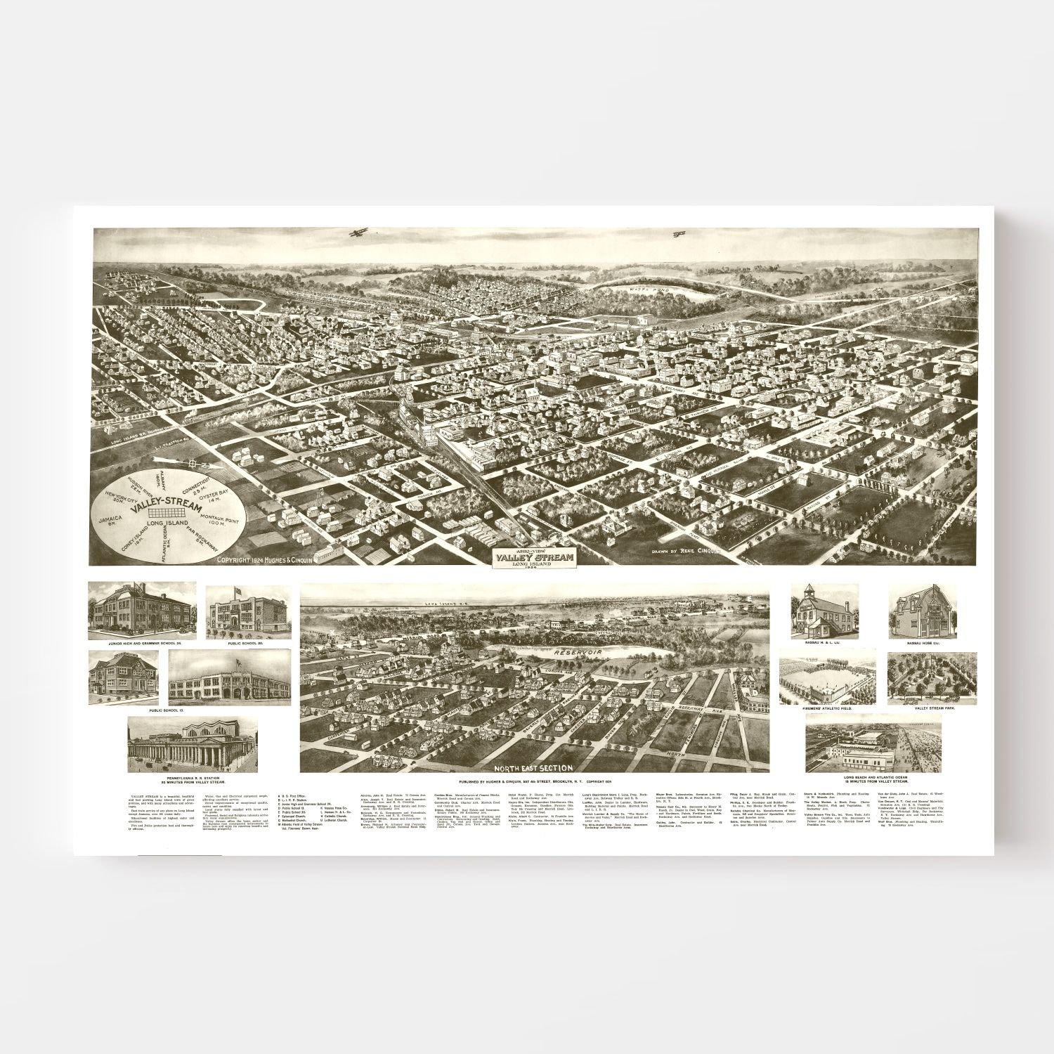 Vintage Map of Valley Stream, New York 1924