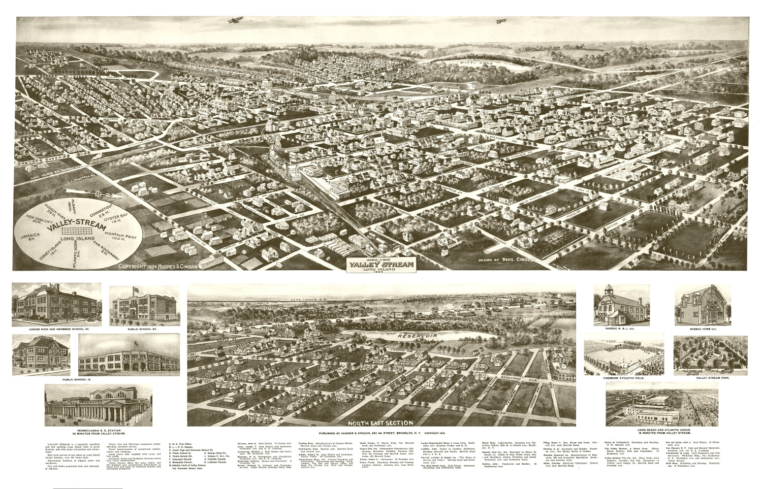 Vintage Map of Valley Stream, New York 1924