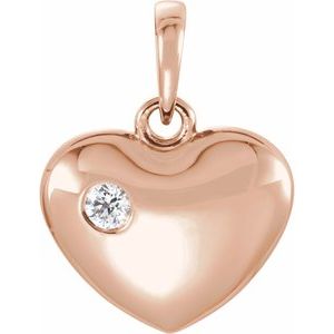 14K Rose Gold .05 CT Natural Diamond Heart Pendant