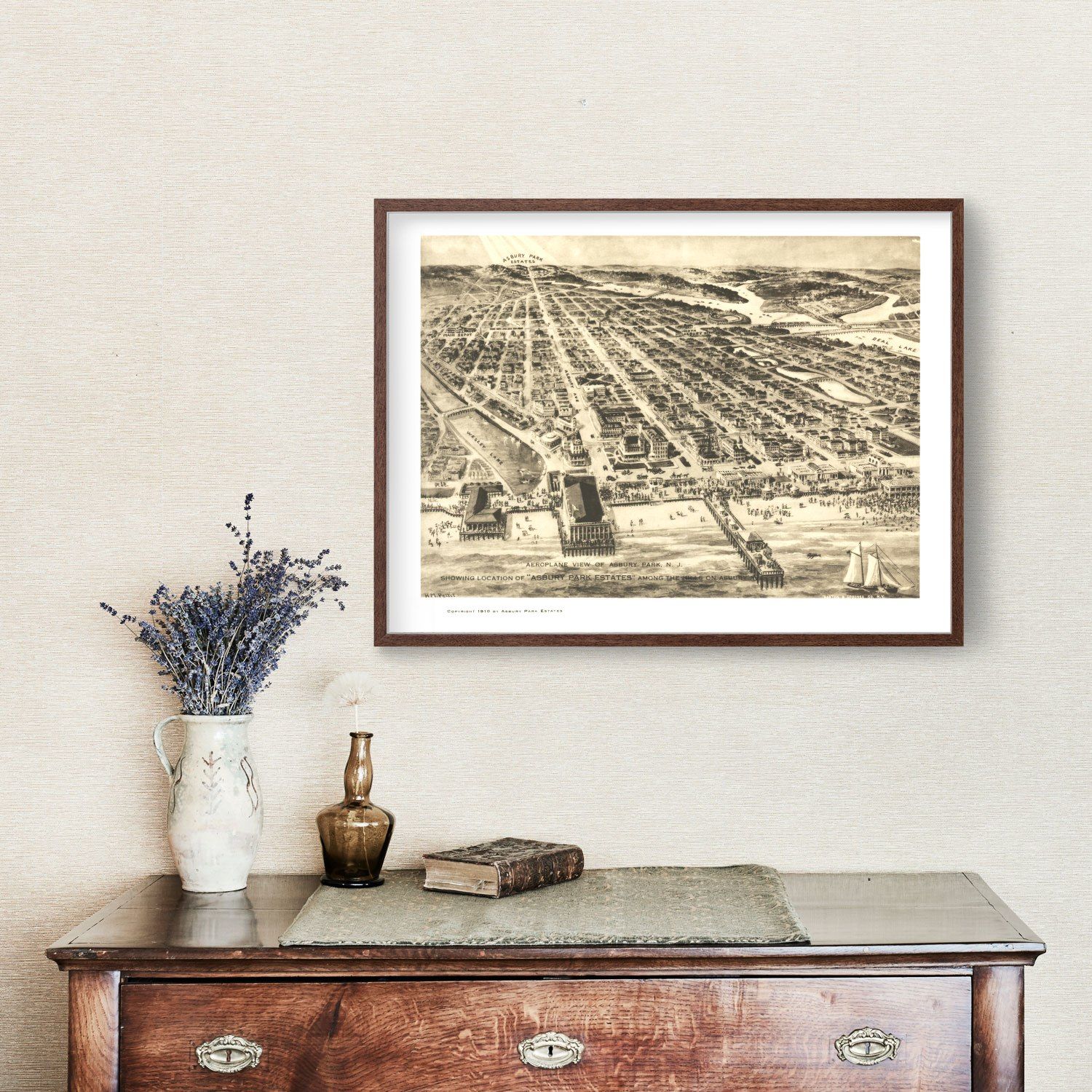Vintage Map of Asbury Park, New Jersey 1910