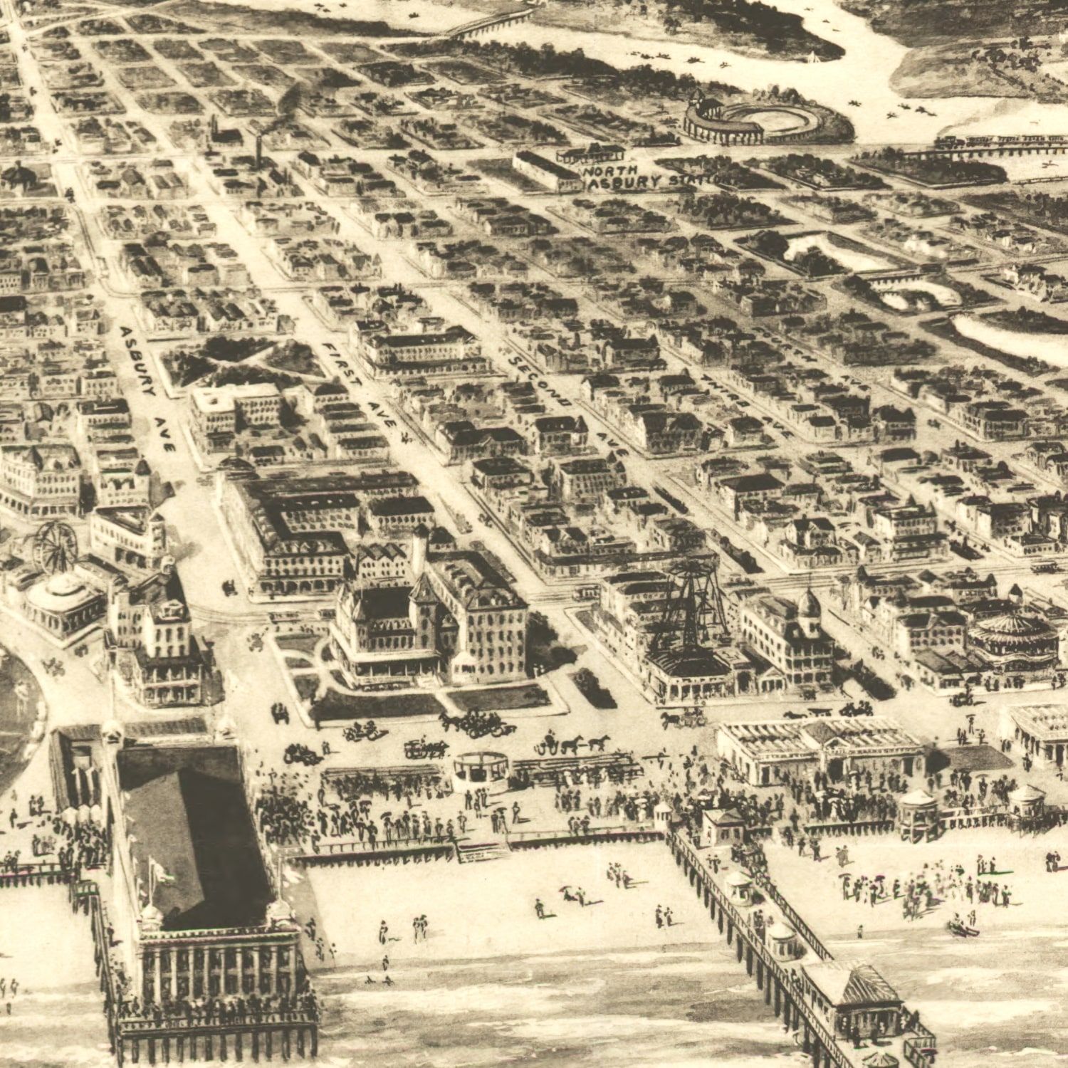 Vintage Map of Asbury Park, New Jersey 1910